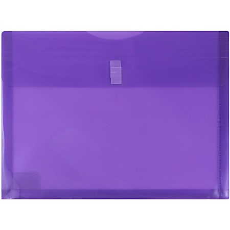 JAM Paper® Plastic Booklet Envelopes, Letter-Size, 9 3/4" x 13", Hook & Loop Closure, Light Purple, Pack Of 12