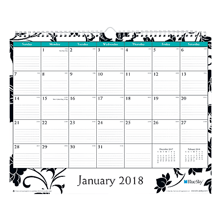 Blue Sky™ Monthly Wall Calendar, 15" x 12", 50% Recycled, Barcelona, January 2018 to December 2018 (100026)