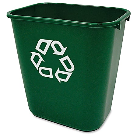 Rubbermaid® Deskside Rectangular Plastic Recycling Bin, 7 Gallons, 15"H x 14 3/8"W x 10 1/4"D, Green