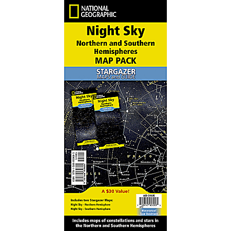 National Geographic Night Sky, Stargazer Map Pack Bundle, Folded: 4.25" x 9.25" , Flat: 25.25" x 18.5"