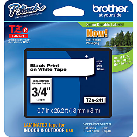 Brother® TZe-241 Label Maker Tape, 3/4" x 26 3/16', White