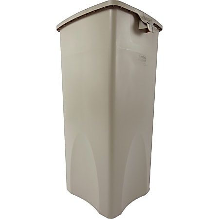 Untouchable Square Waste Receptacle, 23 gal, Plastic, Beige