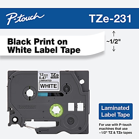 Brother P-Touch TZe-231 BLACK ON WHITE Label Tape TZe231 Ptouch TZ231 PT-1880 