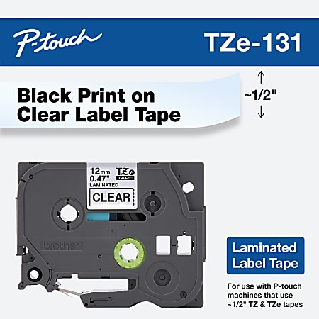 1PK TZ-131 12mm Black on Clear Label Tape TZe-131 For Brother P-Touch PT2030 