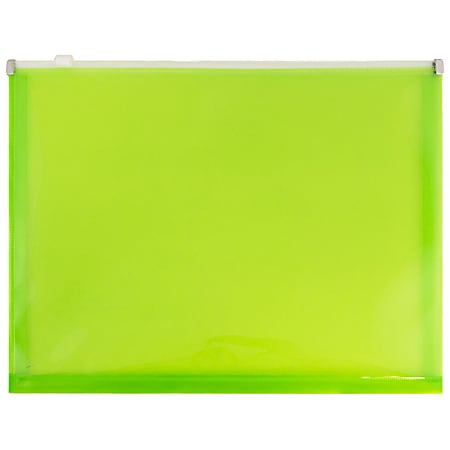 JAM Paper® #10 Plastic Envelopes, Zipper Closure, Lime Green, Pack Of 12