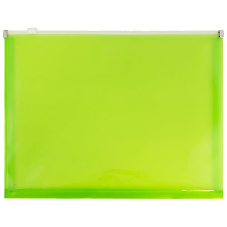 JAM Paper® #10 Plastic Envelopes, Zipper Closure, Lime