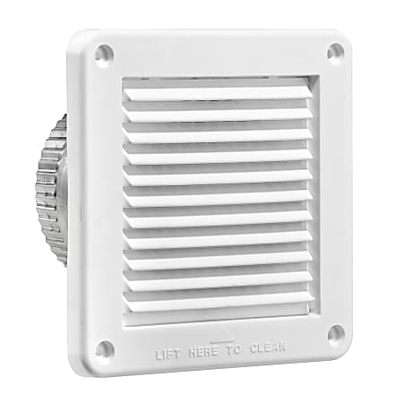 Lambro® 4-In. Plastic Fresh Air Intake Vent with Mini Louvers, Removable Screen and 3-In. Aluminum Pipe, White, 674W-ML