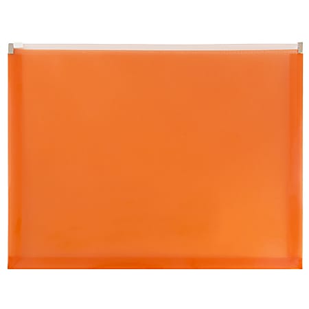 JAM Paper® #10 Plastic Envelopes, Zipper Closure, Orange, Pack Of 12