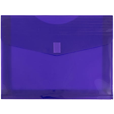 JAM Paper® Plastic Booklet Envelopes, Letter-Size, 9 3/4" x 13", Hook & Loop Closure, Classic Purple, Pack Of 12