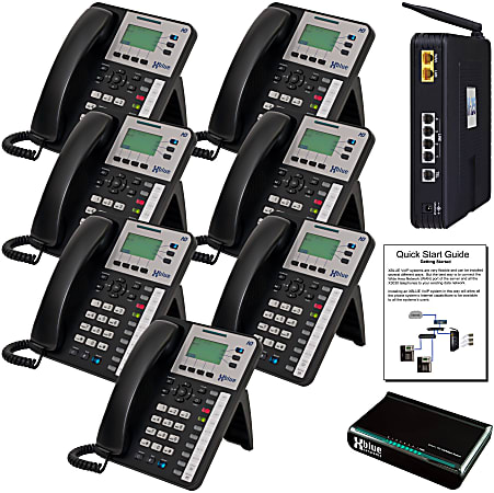 XBLUE® X25 System Bundle With 7 X3030 IP Phones, Charcoal