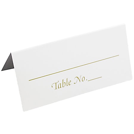 JAM Paper® Table Number Place Cards, 3 3/8" x 1 3/8", Gold/White, Pack Of 50