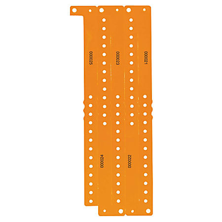 Amscan Plastic Waterproof Wristbands, 1" x 10", Solid Orange, Pack Of 250 Wristbands