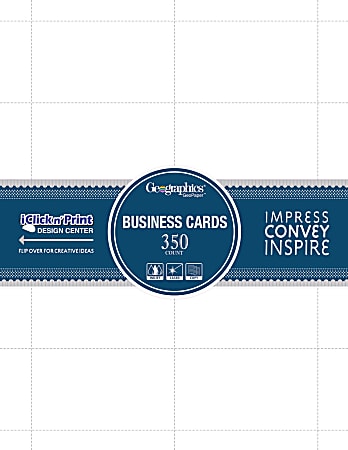 Geographics Inkjet, Laser Print Business Card - 3 1/2" x 2" - 65 lb Basis Weight - Recycled - 30% Recycled Content - 350 / Pack - White