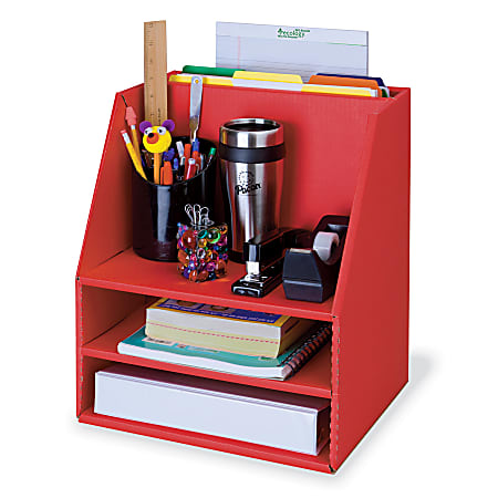 Pacon® 70% Recycled Corrugated Desk Organizer, Red