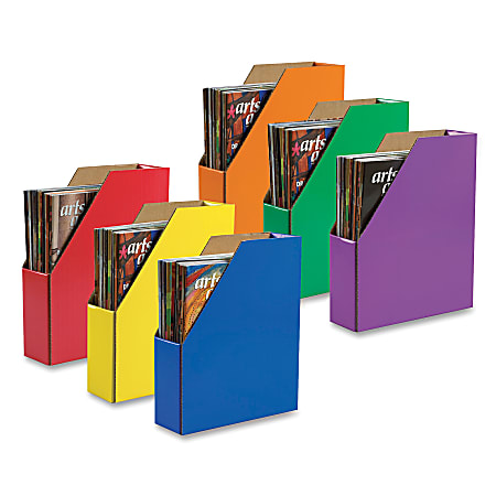 Pacon® 70% Recycled Corrugated Magazine Holders, Assorted Colors (No Color Choice), Pack Of 6