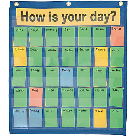 Pacon Behavioral Pocket Chart - 18.5" x 9.5" - 1 Chart - 35 Pockets - 180 Color-Coded Cards