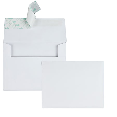 Quality Park® Redi-Strip® Invitation And Greeting Card Envelopes, 4 3/8" x 5 3/4", Self-Adhesive, White, Box Of 100