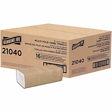 Genuine Joe Multi-Fold 1-Ply Paper Towels, Natural, Pack Of 4000 Sheets