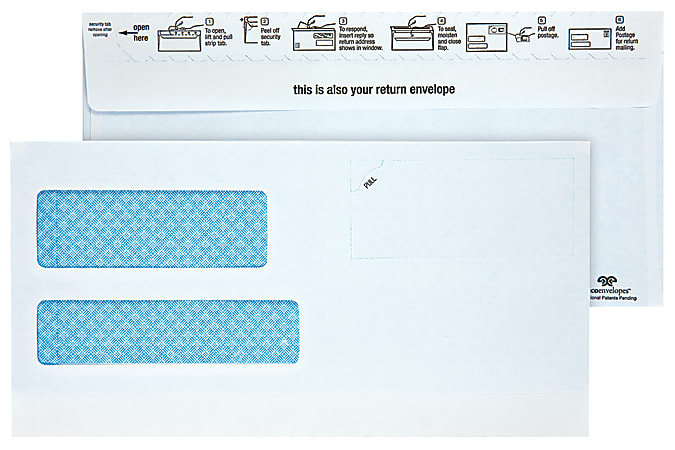 Quality Park® Double-Window Envelope With Gummed Flap, #9, 4 1/2" x 8 7/8", 30% Recycled, White, Box Of 100