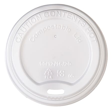 Highmark® ECO Compostable Hot Coffee Cup Lids, White, Pack Of 50
