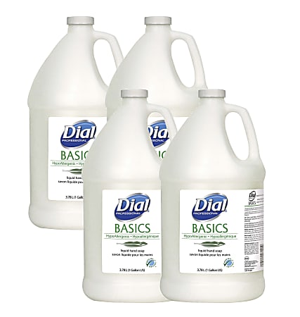Dial® Basics Hypoallergenic Liquid Hand Soap, Honeysuckle Scent, 128 Oz, Case Of 4 Bottles