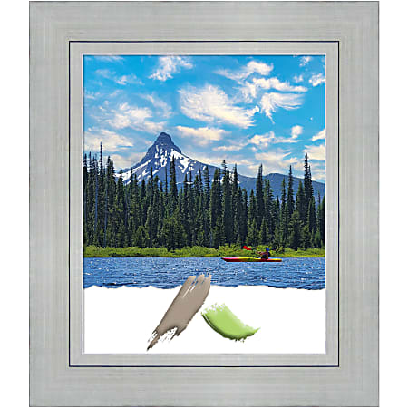 Amanti Art Wood Picture Frame, 25" x 29", Matted For 18" x 22", Romano Silver