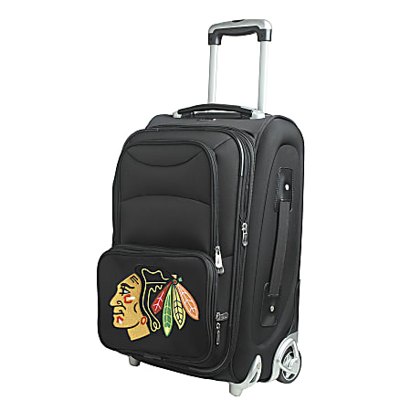 Denco Nylon Expandable Upright Rolling Carry-On Luggage, 21"H x 13"W x 9"D, Chicago Blackhawks, Black