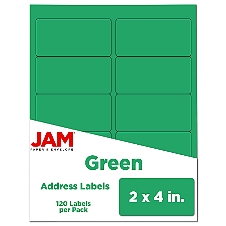 JAM Paper® Mailing Address Labels, Rectangle, 2" x 4", Green, Pack Of 120