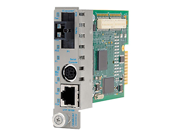 Omnitron iConverter 10/100M2 - Fiber media converter - 100Mb LAN - 10Base-T, 100Base-FX, 100Base-TX - RJ-45 / SC single-mode - up to 12.4 miles - 1310 (TX) / 1550 (RX) nm
