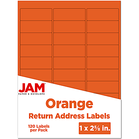 JAM Paper® Mailing Address Labels, Rectangle, 2 5/8" x 1", Orange, Pack Of 120