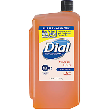 Dial Original Gold Antimicrobial Soap Refill - 33.8 fl oz (1000 mL) - Kill Germs - Skin, Hand - Orange - 8 / Carton