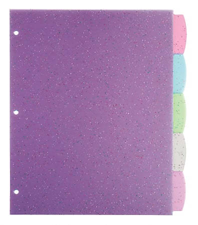 Office Depot® Brand Glitter Dividers, 9" x 11", Assorted Colors, Pack Of 5 Dividers