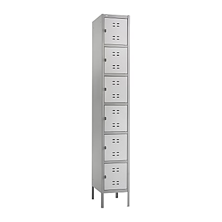 Safco® 6-Box Single-Column 2-Tone Locker With Legs, 78"H x 18"W x 12"D, Gray