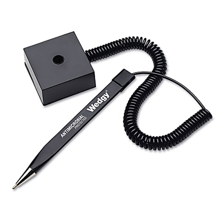 MMF Square Base Wedgy Coil Pen, Refillable, Black Barrel, Blue Ink