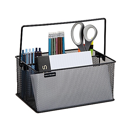 Wire Mesh Desk Organizer with Pencil Storage, Black