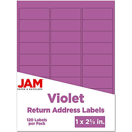 JAM Paper® Mailing Address Labels, Rectangle, 2 5/8" x 1", Purple, Pack Of 120