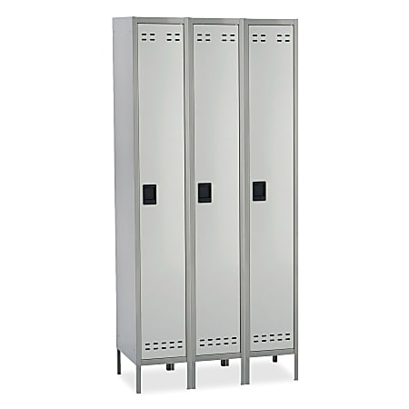 Safco® Single-Tier Two-Tone 3-Column Locker With Legs, 78"H x 54"W x 12"D, Gray