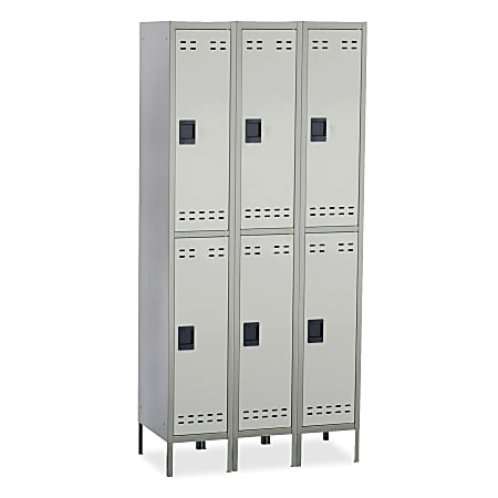 Safco® Double-Tier Two-Tone 3-Column Locker With Legs, 78"H