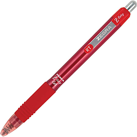 Zebra® Pen Z-Grip Gel Retractable Pen, Medium Point, 0.7 mm, Red Barrel, Red Ink