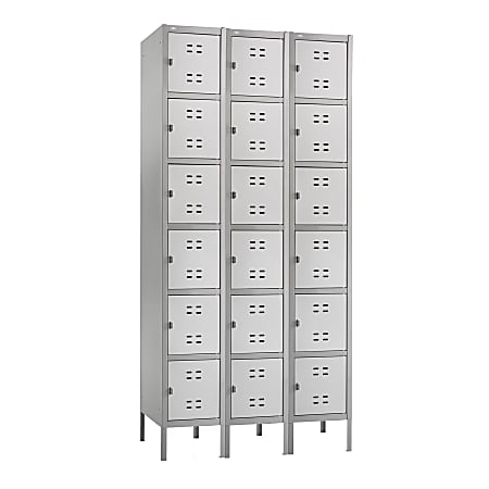 Safco® Six-Tier Two-Tone 3-Column Locker With Legs, 78"H x 36"W x 18"D, Gray