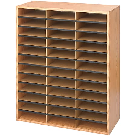 Safco Laminte Literature Organizer - 36 Compartment(s)- Floor - Medium Oak - Particleboard - 9403MO