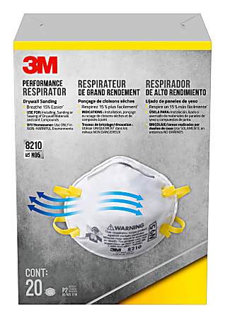 3M™ Performance N95 Drywall Sanding Respirators, White, Pack Of 20 Respirators, 8210D20-DC