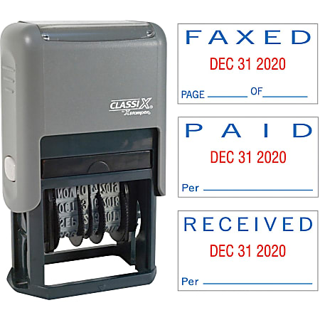 Xstamper Self-Inking Paid/Faxed/Received Dater - Message/Date Stamp - "PAID, FAXED, RECEIVED" - 0.93" Impressionx 1.75" Impression - 40330