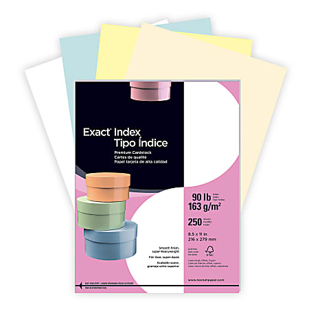 Neenah® Heavyweight Exact® Index Card Stock, Blue, Letter (8.5" x 11"), 90 Lb, Pack Of 250