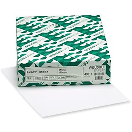 Wausau Exact 30percent Recycled Heavyweight Index Card Stock 8 12 x 11 90  Lb White Pack Of 250 Sheets - Office Depot