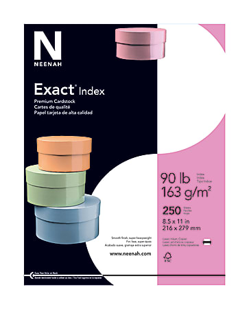 Exact Index White Paper - 8 1/2 x 11 in 140 lb Index Smooth 30% Recycled  250 per Package, Card Stock Paper 8.5 X 11 White