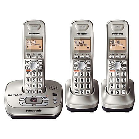 Panasonic® KX-TG4023N DECT 6.0 PLUS Digital 3-Handset Cordless Phone With Digital Answering System, Silver