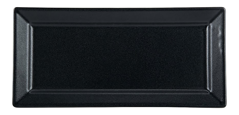 Foundry Ceramic Rectangular Platters, 14 1/4" x 6 3/4", Black, Pack Of 6 Platters