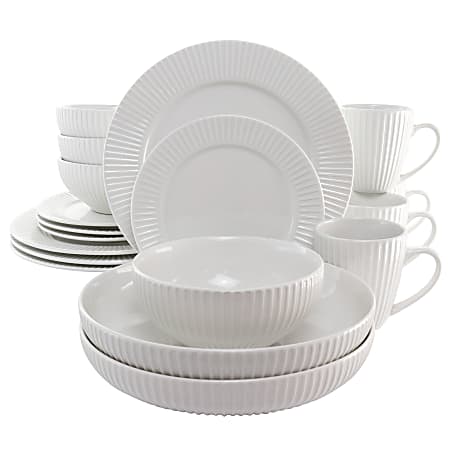 Elama Elle 18-Piece Porcelain Dinnerware Set, White