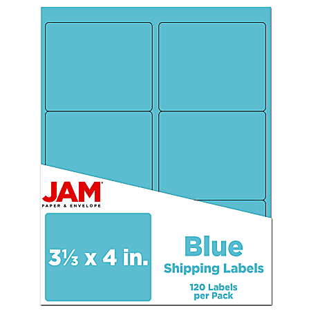 JAM Paper® Mailing Address Labels, 3 1/3" x 4", Blue, Pack Of 120